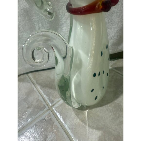 Handcrafted Glass Dalmatian Figurine With Red Bow Collar - Picture 6 of 10